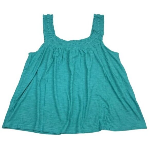 By Anthropologie Lillian Ruched Teal Tank Top Womens Size Large - Picture 4 of 6